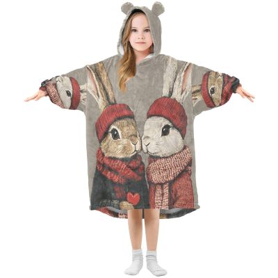 bergroe Rabbit Hooded Blanket for Kids and Adults