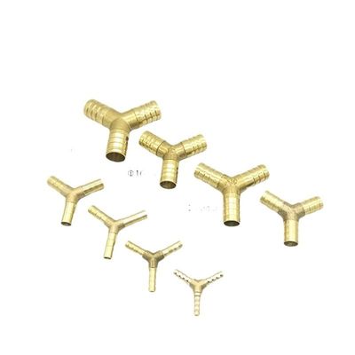 1-Piece Brass 3-Way Y Barb Connector, 12 mm