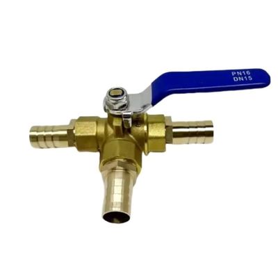 10 mm Hose Barb Three-Way T-Port Brass Ball Valve for Water, Oil, and Air