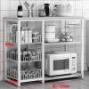 Metal Kitchen Rack with Wooden Shelves, 80 cm Wide view 2