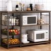 Metal Kitchen Rack with Wooden Shelves, 80 cm Wide view 3
