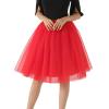 Women's Black Midi Tulle Skirt, White Tutu Skirt, High-Waisted A-Line Knee-Length Ballet Dance Skirt for Carnival Costumes, 1950s Rockabilly Petticoat view 1