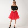 Women's Black Midi Tulle Skirt, White Tutu Skirt, High-Waisted A-Line Knee-Length Ballet Dance Skirt for Carnival Costumes, 1950s Rockabilly Petticoat view 4
