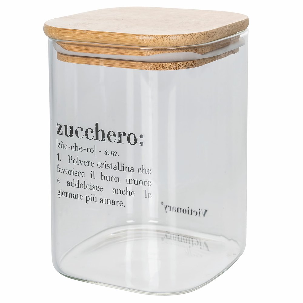 Villa d'Este Home Tivoli Victionary Sugar Jar, 1 L, Glass with Bamboo Lid