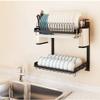 JvFbjLF Black 201 Stainless Steel Wall-Mounted Dish Rack, 2 Tiers view 3