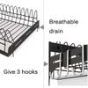 JvFbjLF Black 201 Stainless Steel Wall-Mounted Dish Rack, 2 Tiers view 4