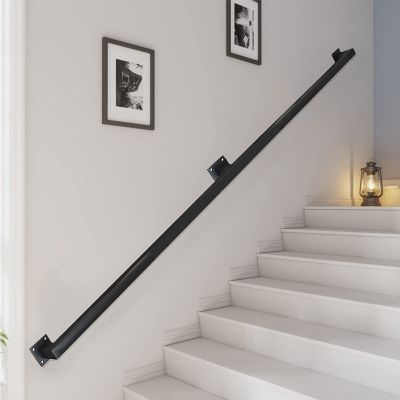 Black Wall-Mounted Modern Stair Railing Set, 420 cm
