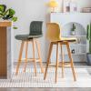 Set of 2 Yellow Faux Leather Bar Stools with Adjustable Swivel Wooden Legs, 61 cm view 4