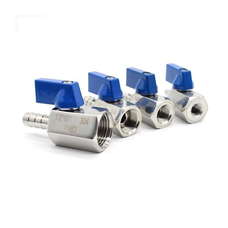 SS304 Stainless Steel Female-Thread Ball Valve with Hose Tail, 3/8 in × 7 mm, 87 g