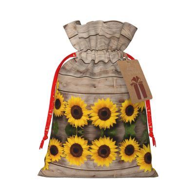 Sunflower Wooden Board Christmas Gift Bags with Handles