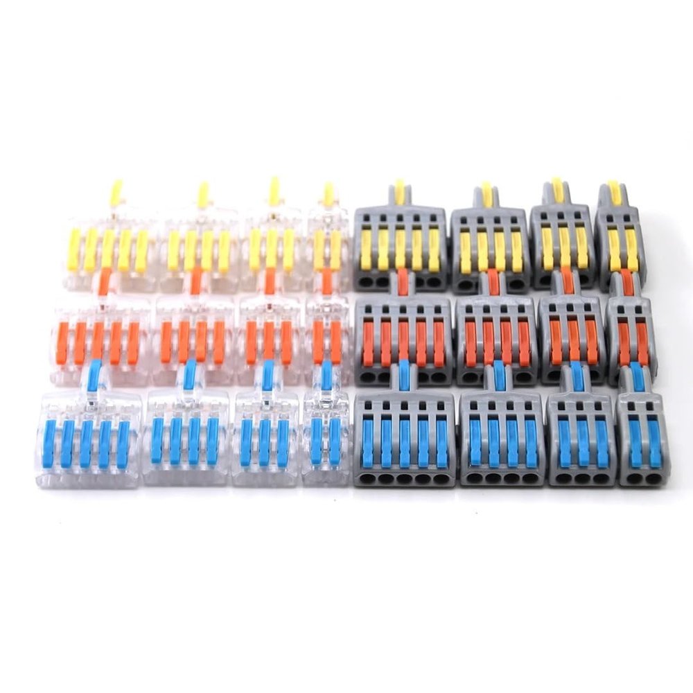 1/5-Piece Quick Wire Cable Connectors, Push-In Spring Splicing Wiring Connector, 1-In-2-Out Terminal Block (F15OA, One Size)
