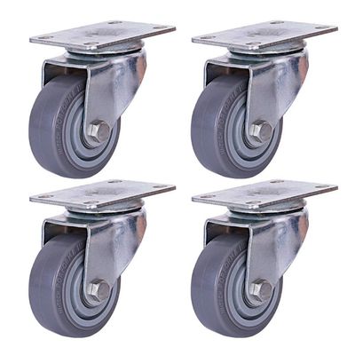 HUJIEAAA Rubber Casters, 4-Pack, Heavy-Duty, Double-Bearing, with Brakes, 200 kg Capacity, 3 in (75 mm), Black
