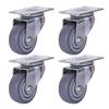 HUJIEAAA Rubber Casters, 4-Pack, Heavy-Duty, Double-Bearing, with Brakes, 200 kg Capacity, 3 in (75 mm), Black view 1