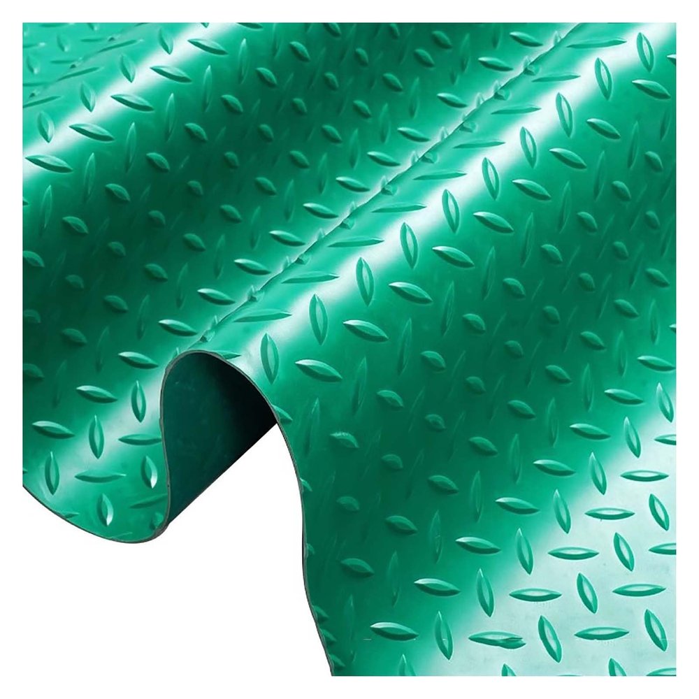 Non-Slip Rubber Floor Mat Roll for Garage, Workshop, Parking Area, and Patio, Green, 130 × 1.5 cm