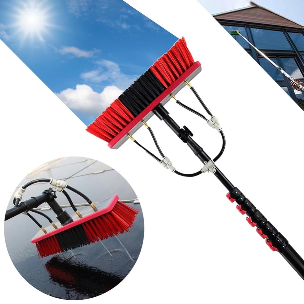 DKXCOSQ Telescopic Window Cleaner with 9 m Pole for Solar Panels and Glass Roofs, Includes 55 cm Car Wash Brush