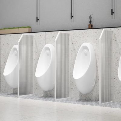 Changhong Glass Urinal Partition, Wall-Mounted, with Stainless Steel Mount, 160 cm, White