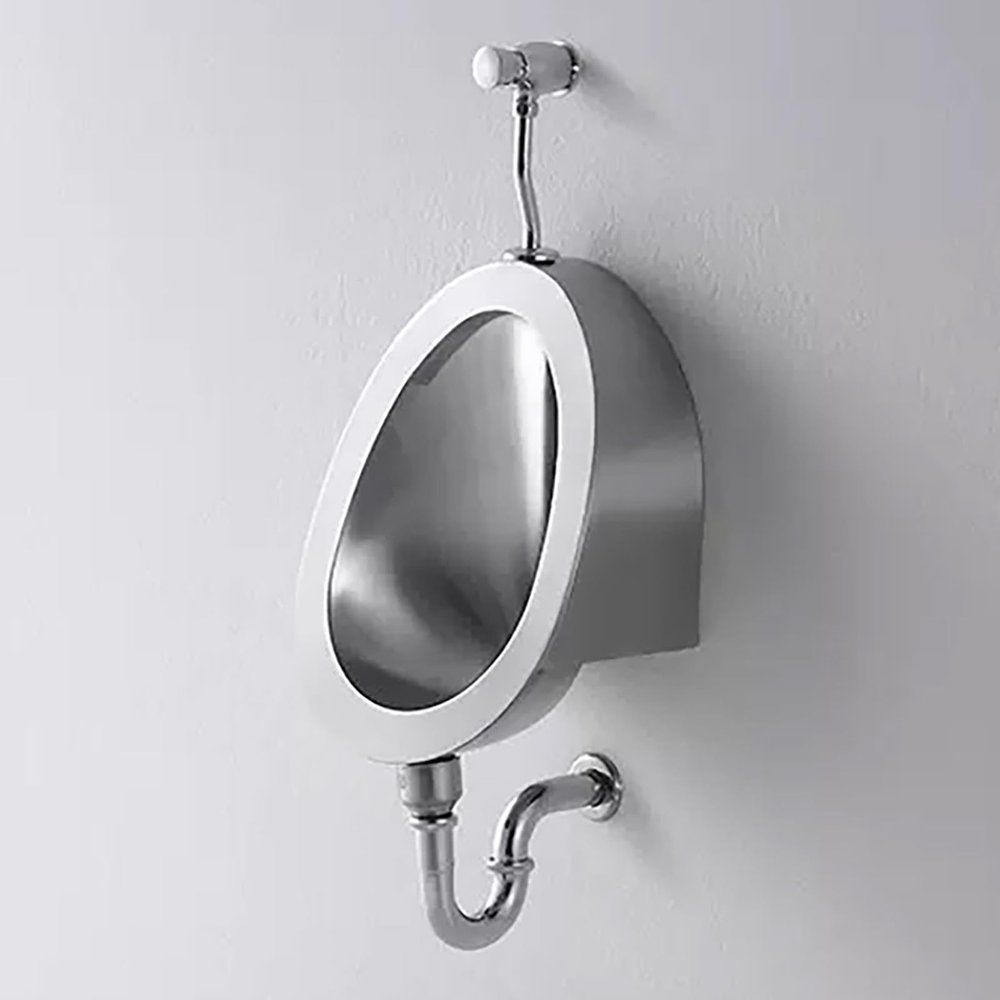 SIMAIT Wall-Mounted Urinal for Men, 304 Stainless Steel, Manual Flush Valve