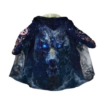 Viking Men's Hooded Winter Cape with 3D Nordic Print