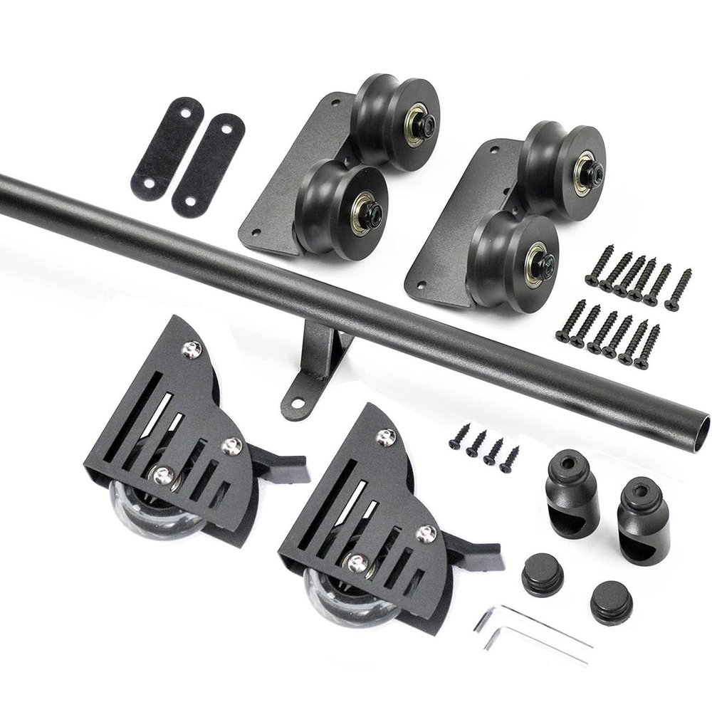 YUSAJJ Black Hardware Kit for Rolling Library Ladders, 23 ft/700 cm Rail Kit (Ladder Not Included)