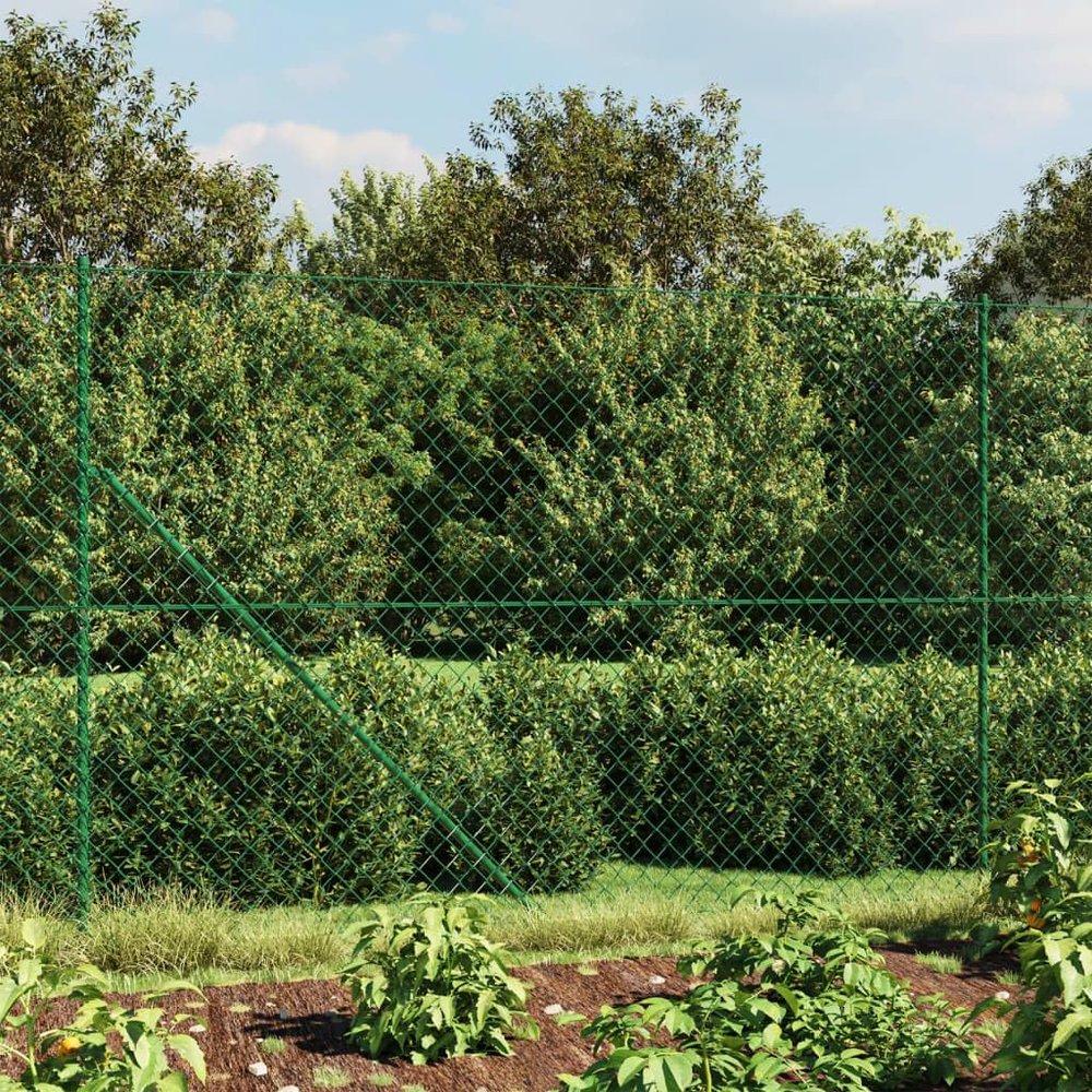 Home Garden Chain-Link Fence with Flange, Green, 1.8 x 10 m