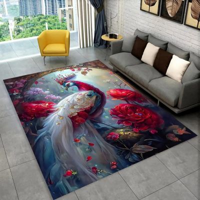 3D Peacock Printed Rug, 90 x 150 cm, Soft Flannel Floor Mat