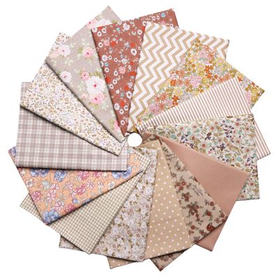 Nodsaw Cotton Fabric Bundle, 18 x 22 in, for Quilting, Sewing, Patchwork & Crafts, Vintage Style, Light Brown, 14 Pieces
