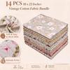 Nodsaw Cotton Fabric Bundle, 18 x 22 in, for Quilting, Sewing, Patchwork & Crafts, Vintage Style, Light Brown, 14 Pieces view 2