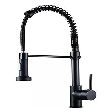 Single-Handle Pull-Down Spring Kitchen Faucet, Matte Black, Hot and Cold, 360° Swivel