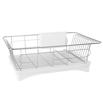 OFFSCH Cutlery Drainer with Drip Tray, Stainless Steel, 1 Set, White