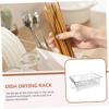 OFFSCH Cutlery Drainer with Drip Tray, Stainless Steel, 1 Set, White view 4