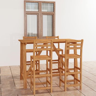 NQJIBUE Home Garden 5-Piece Outdoor Bar Set, Solid Acacia Wood