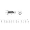 Phillips Countersunk Self-Tapping Screws, M5, 304 Stainless Steel, DIN 7981 (M5 x 35 mm, 5 pcs) view 2