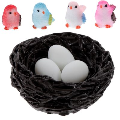 Cabilock Resin Bird Ornament with Cute Nest and Egg, Compact Garden Decor