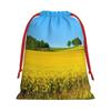 Canola Flower Field Drawstring Gift Bag, Soft Velvet, Reusable view 2