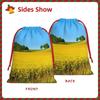 Canola Flower Field Drawstring Gift Bag, Soft Velvet, Reusable view 3
