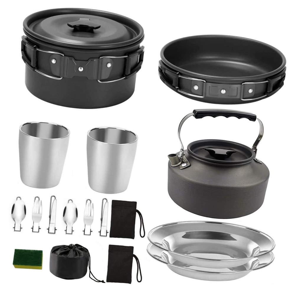 NAMOARLY Camping Cookware Set for One Person with Folding Handle
