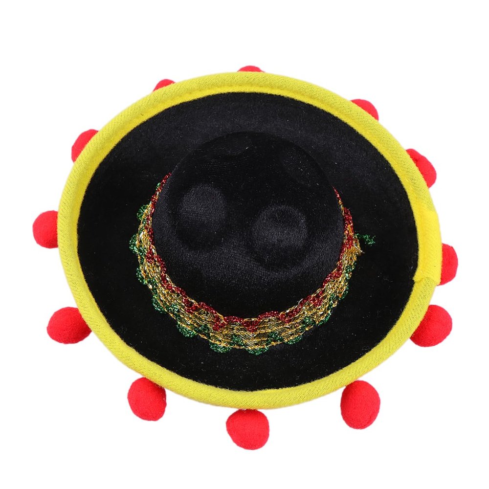Small Black Mexican Hat with Elastic Chin Strap, Polyester