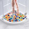 Non-Slip, Mold-Resistant Quarter-Circle Shower Mat with Drain view 1