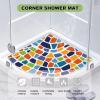 Non-Slip, Mold-Resistant Quarter-Circle Shower Mat with Drain view 2