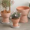 yixinzi-2024 Medium Pink Tall-Footed Planter with Line Texture view 4