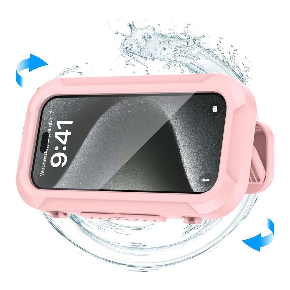Zencey ShowerSafe Waterproof Shower Phone Holder, Rotating, Extendable, Adjustable Wall Mount, Anti-Fog (Pink)