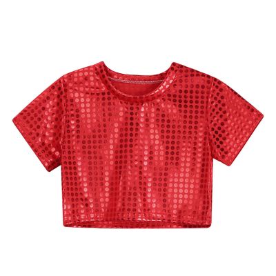 Kids' Sleeveless Sequin Top, Shiny Party Costume Shirt