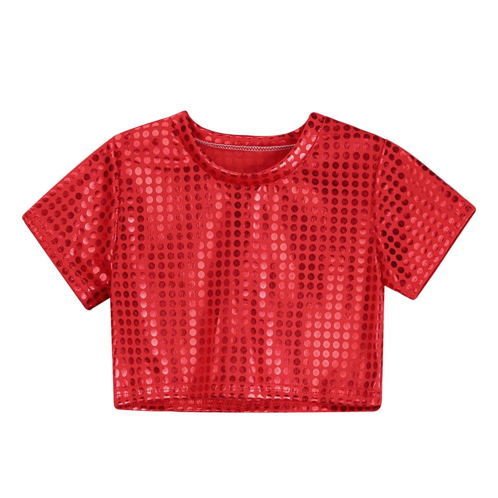 Kids' Sleeveless Sequin Top, Shiny Party Costume Shirt
