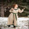 Leonardo Carbone Women's Lagertha Dress | Hand Embroidery | V-Neck | Viking Medieval Costume | Natural/Green, L view 2