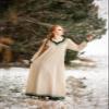 Leonardo Carbone Women's Lagertha Dress | Hand Embroidery | V-Neck | Viking Medieval Costume | Natural/Green, L view 3