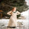 Leonardo Carbone Women's Lagertha Dress | Hand Embroidery | V-Neck | Viking Medieval Costume | Natural/Green, L view 4