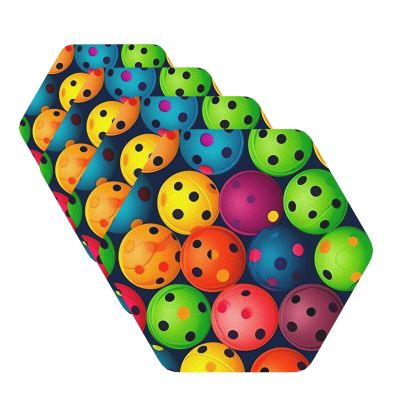 PU Leather Drink Coasters, 4-Piece Set with Holder, Hexagonal Color Pattern