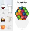 PU Leather Drink Coasters, 4-Piece Set with Holder, Hexagonal Color Pattern view 3