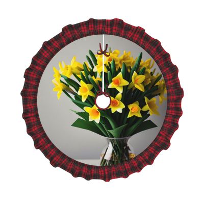 Daffodil Bouquet Plaid Christmas Tree Skirt