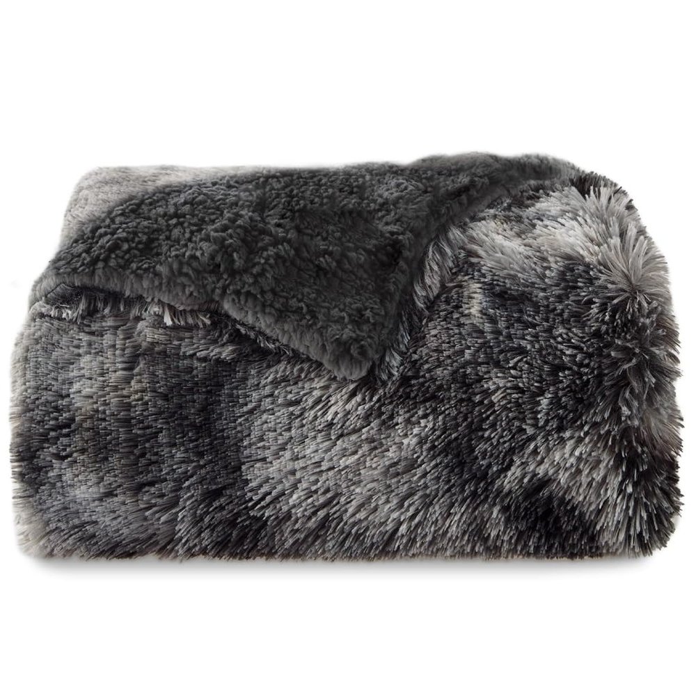 Super-Soft Reversible Woven Blanket for Sofa or Bed, 200.7 x 231.1 cm